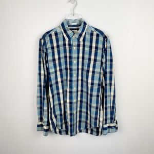 J. Crew Washed Casual Blue Tailored Fit Shirt (S)